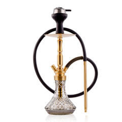 COCOYAYA Pedro Hookah with Bag - Golden Stem & Cut Glass Base