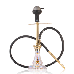 COCOYAYA Ronaldo Hookah with Bag - Gold Stem & Transparent Base