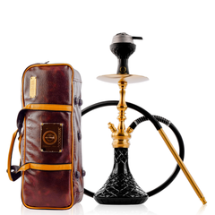 COCOYAYA Simba Hookah with Brown Bag - Gold Stem & Black Base