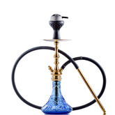 COCOYAYA Simba Hookah with Bag - Gold Stem & Blue Base