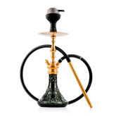 COCOYAYA Simba Hookah with Brown Bag - Gold Stem & Emerald Green Base