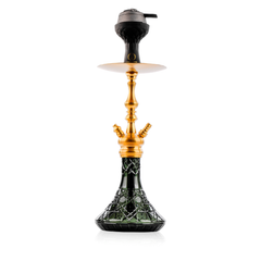 COCOYAYA Simba Hookah with Brown Bag - Gold Stem & Emerald Green Base