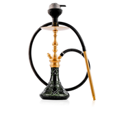 COCOYAYA Simba Hookah with Round Brown Bag - Gold Stem & Emerald Green Base