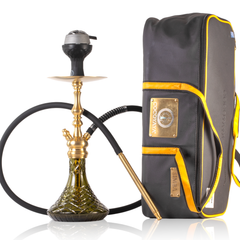 COCOYAYA Simba Hookah with Bag - Gold Stem & Olive Green Base