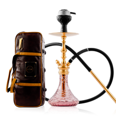 COCOYAYA Simba Hookah with Brown Bag - Gold Stem & Purple Base