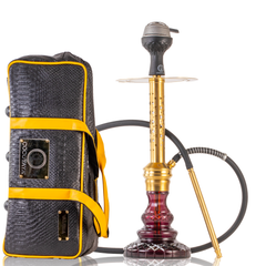COCOYAYA Valeria Gem Hookah with Bag - Gold Stem & Purple Base