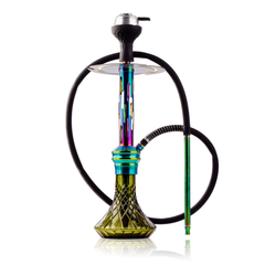 COCOYAYA Valeria Zipper Hookah with Bag - Rainbow Stem & Emerald Green Base