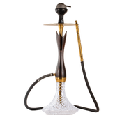 COCOYAYA Wood Pro Hookah - Golden Black Stem & Transparent Base