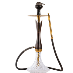 COCOYAYA Wood Pro Hookah - Golden Black Stem & Transparent Base