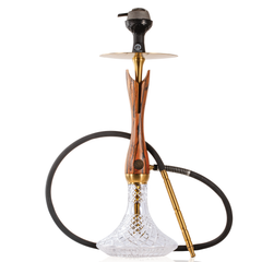 COCOYAYA Wood Pro Hookah - Golden Light Brown Stem & Transparent Base