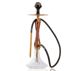 COCOYAYA Wood Pro Hookah - Golden Light Brown Stem & Transparent Base