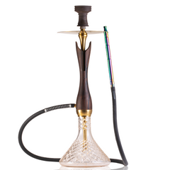COCOYAYA Wood Pro Hookah - Brown Stem (Transparent Base)