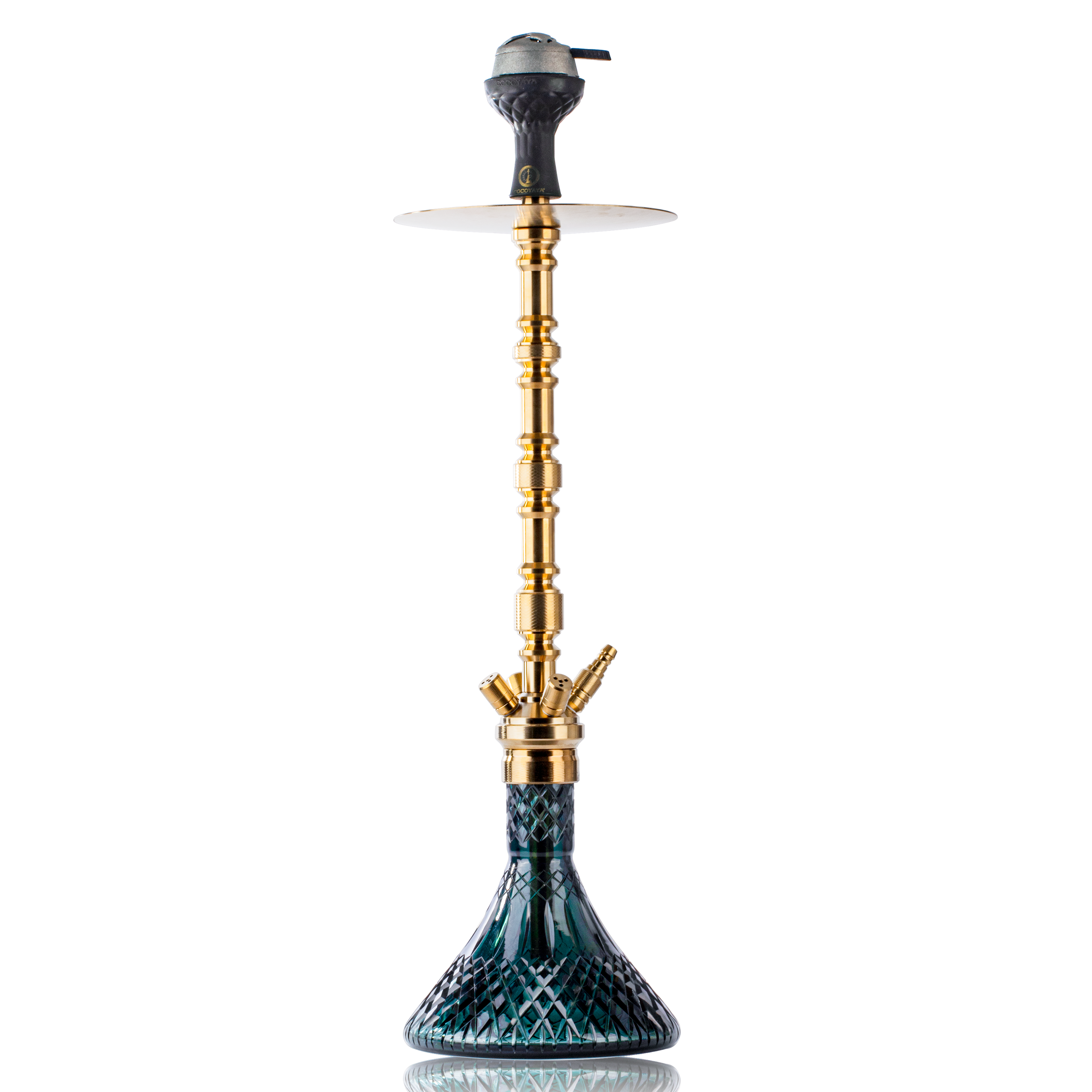 COCOYAYA King Series Regal Hookah - Gold Stem & Emerald Green Base