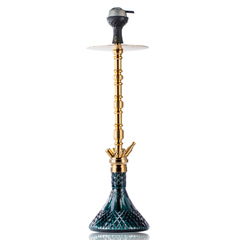 COCOYAYA King Series Regal Hookah - Gold Stem & Emerald Green Base