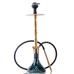 COCOYAYA King Series Regal Hookah - Gold Stem & Emerald Green Base