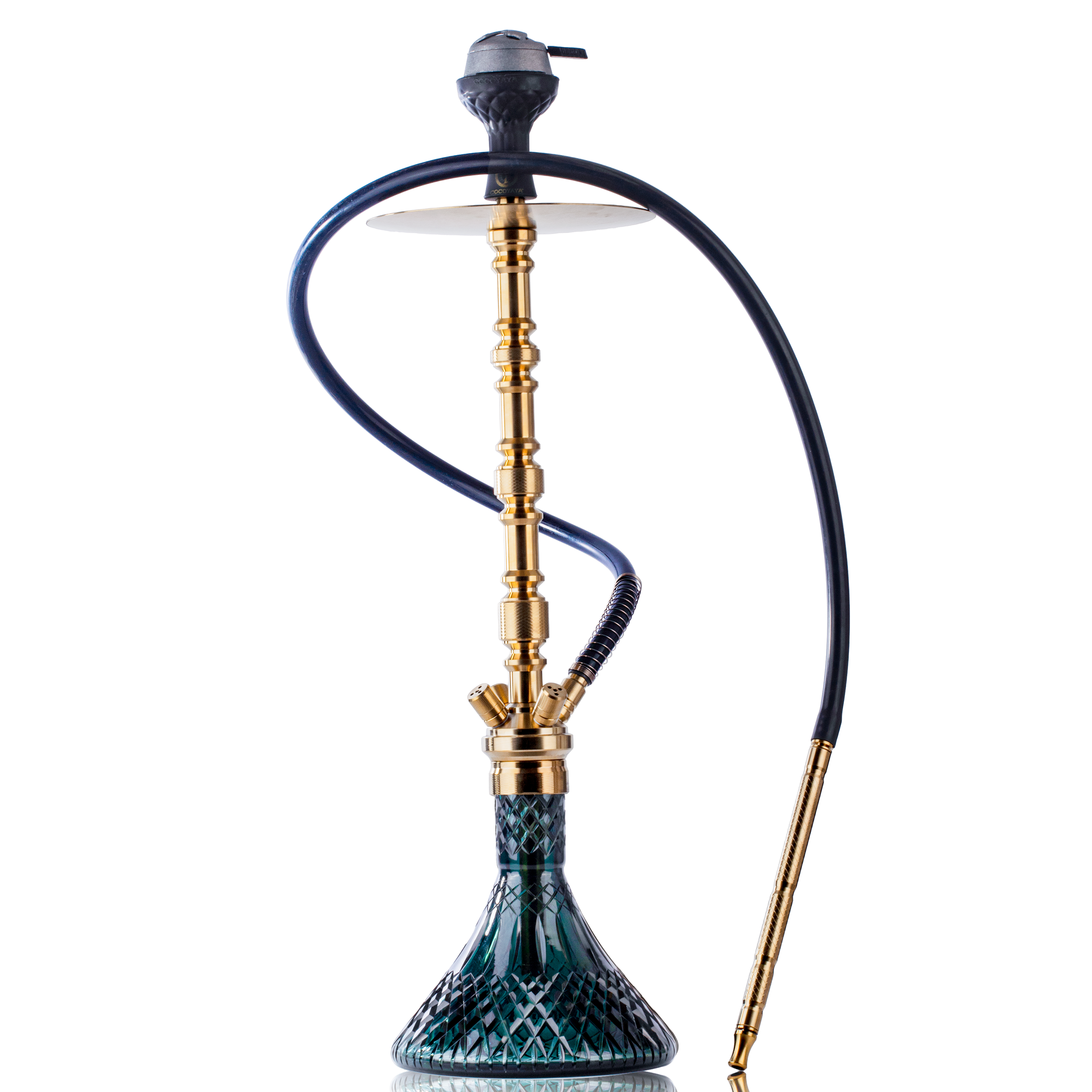 COCOYAYA King Series Regal Hookah - Gold Stem & Emerald Green Base