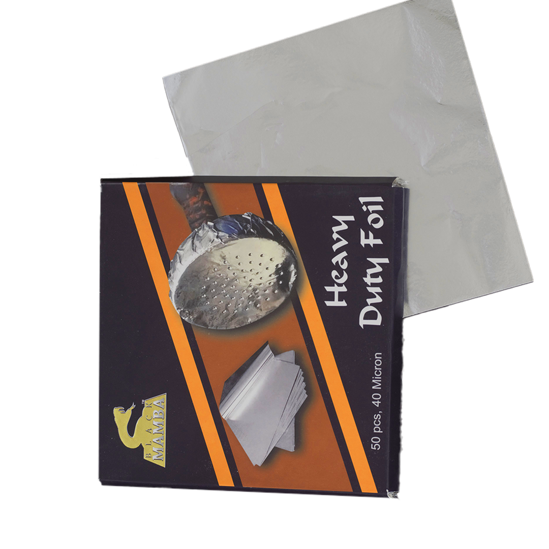 Black Mamba Aluminum Hookah Foil 50pcs - 40 Micron (Pack of 4)