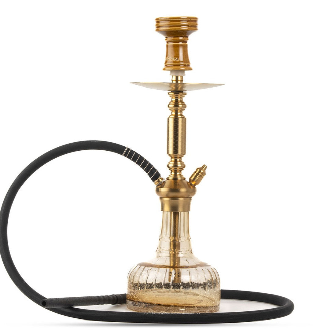 COCOYAYA Valencia Hookah - Golden & Gold Crackle Glass Base
