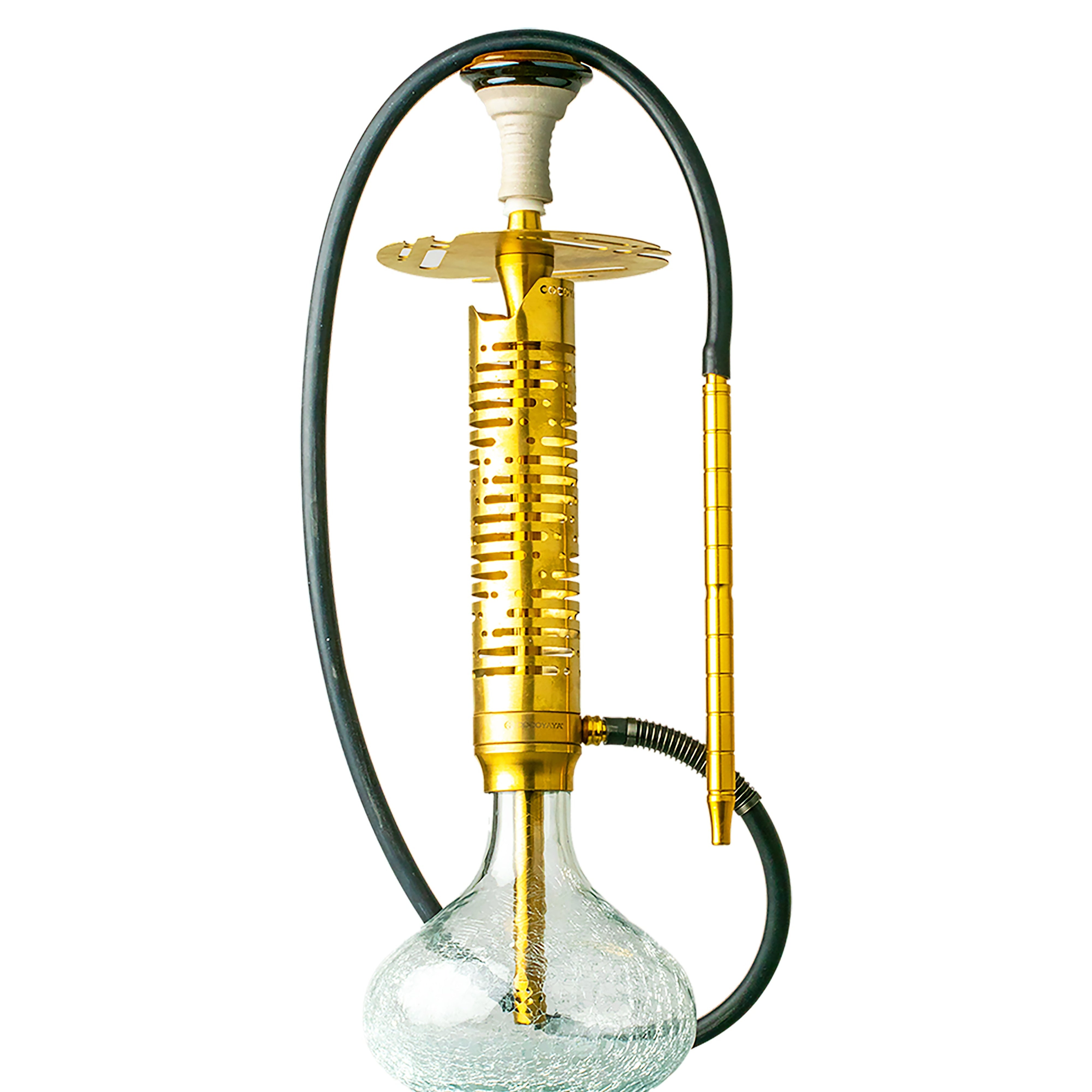 COCOYAYA Vivanta Hookah (Ferro Series) - Gold Stem & Crackle Glass Base
