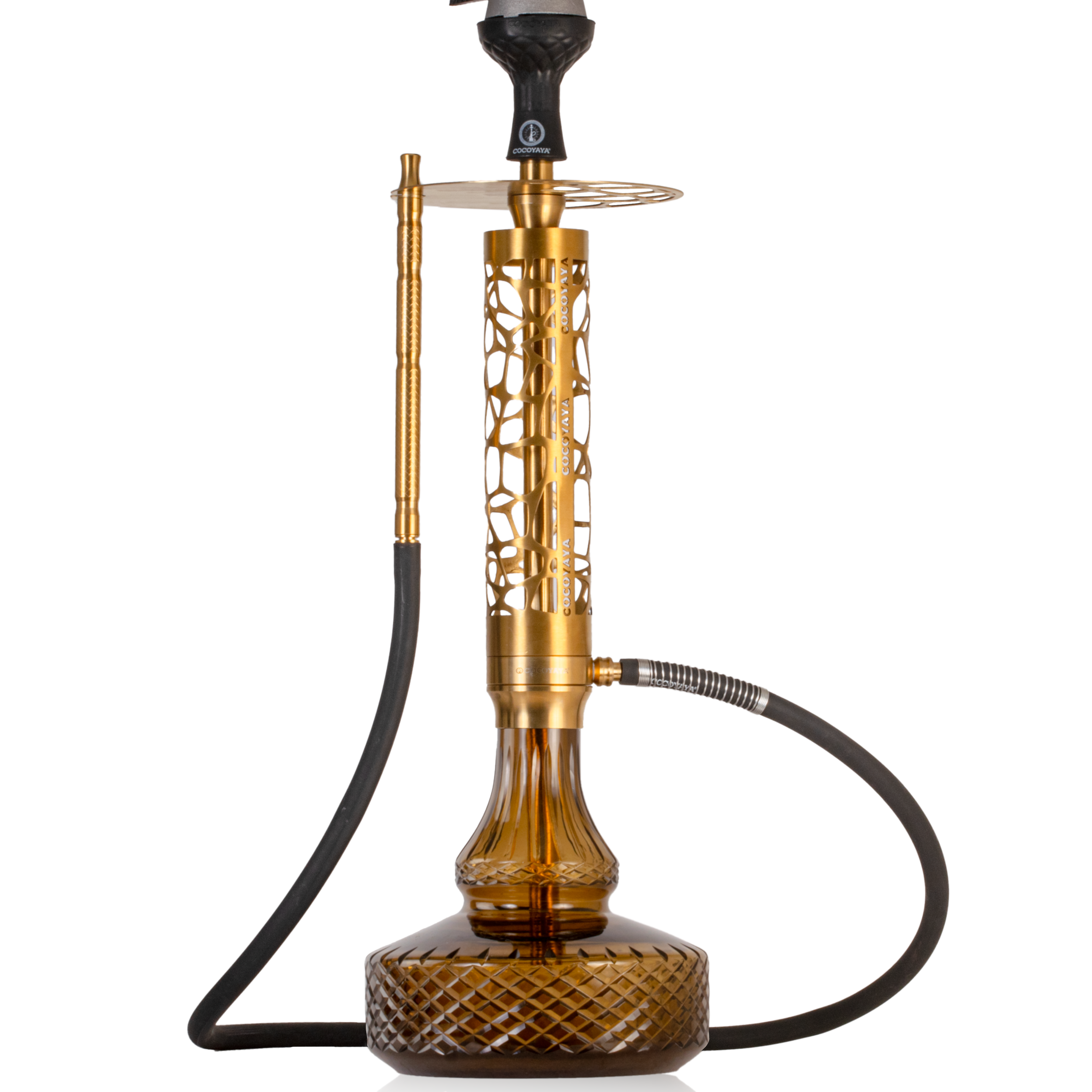 COCOYAYA Almavi Hookah (Ferro Series) - Gold Stem & Brown Base