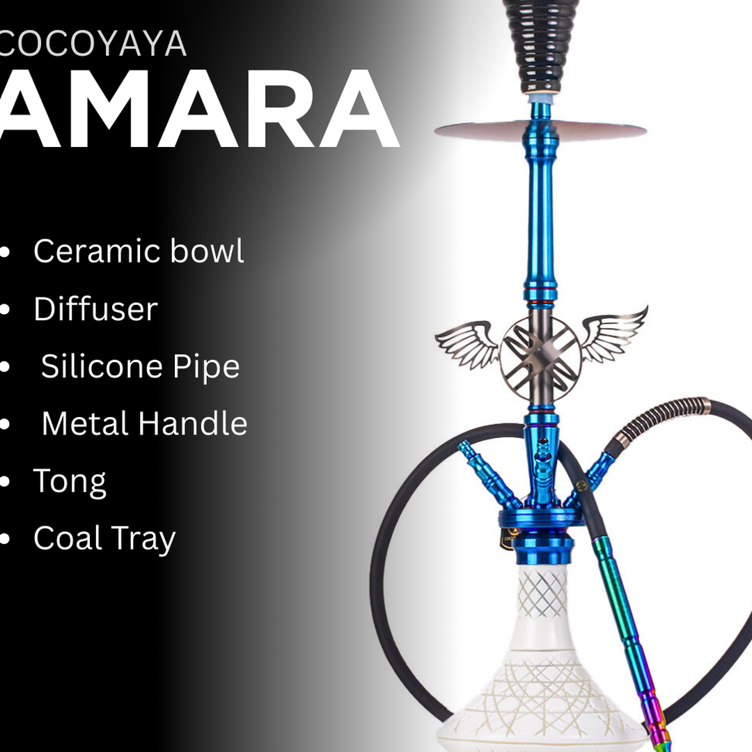 COCOYAYA Amara 4 Pipe Hookah - Rainbow Stem & White Base
