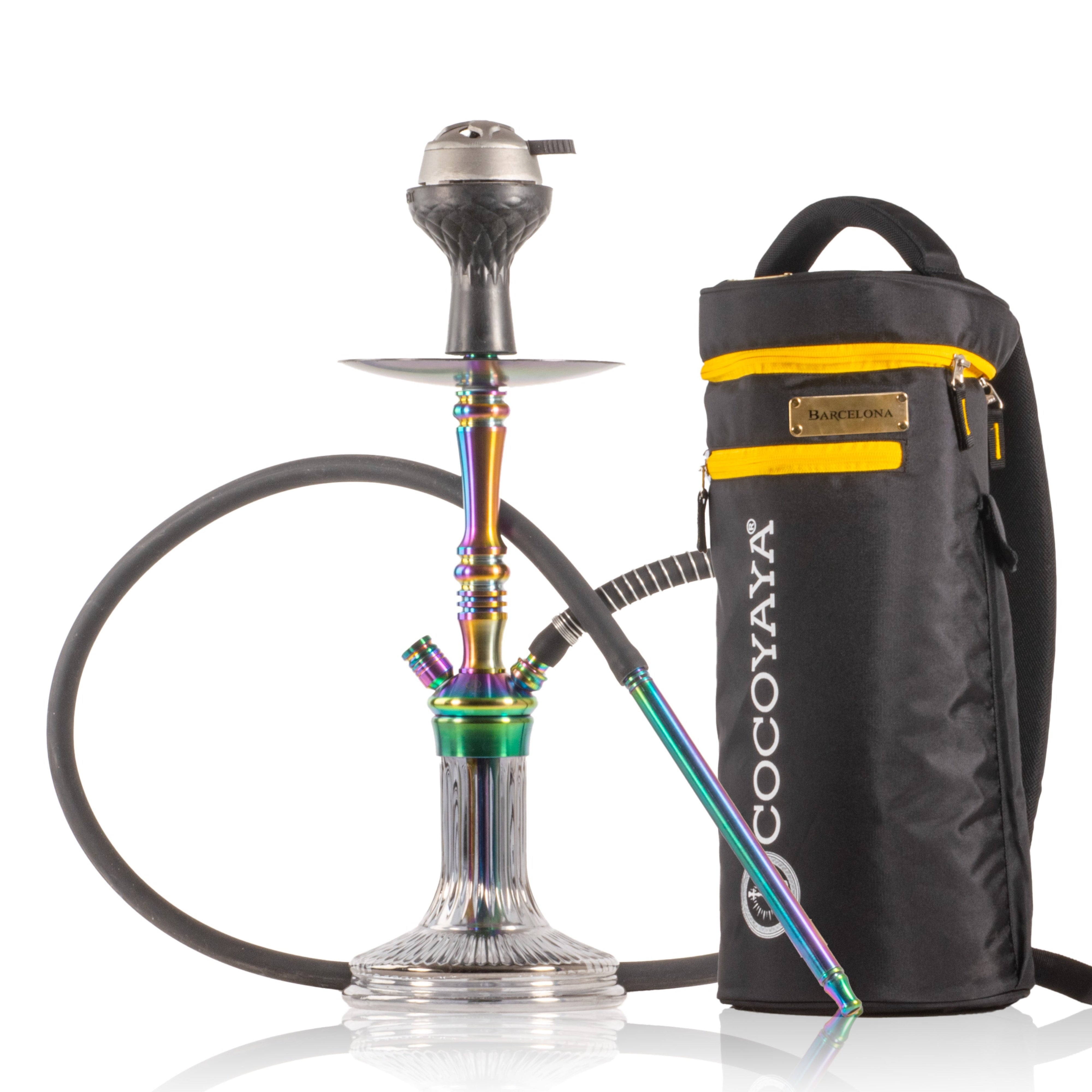 COCOYAYA Barcelona Hookah with Bag - Rainbow Stem & Grey Base