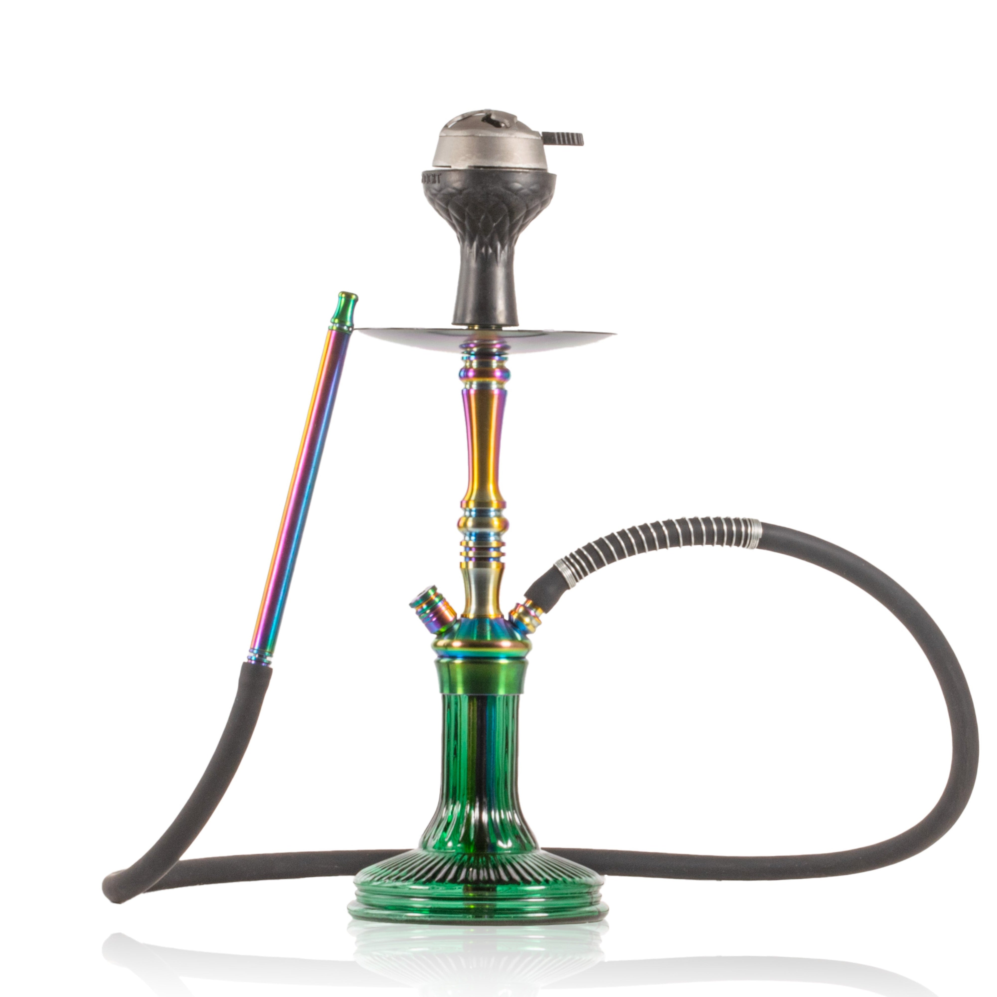 COCOYAYA Barcelona Hookah with Bag - Rainbow Stem & Green Base