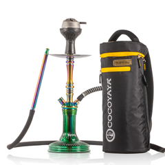 COCOYAYA Barcelona Hookah with Bag - Rainbow Stem & Green Base
