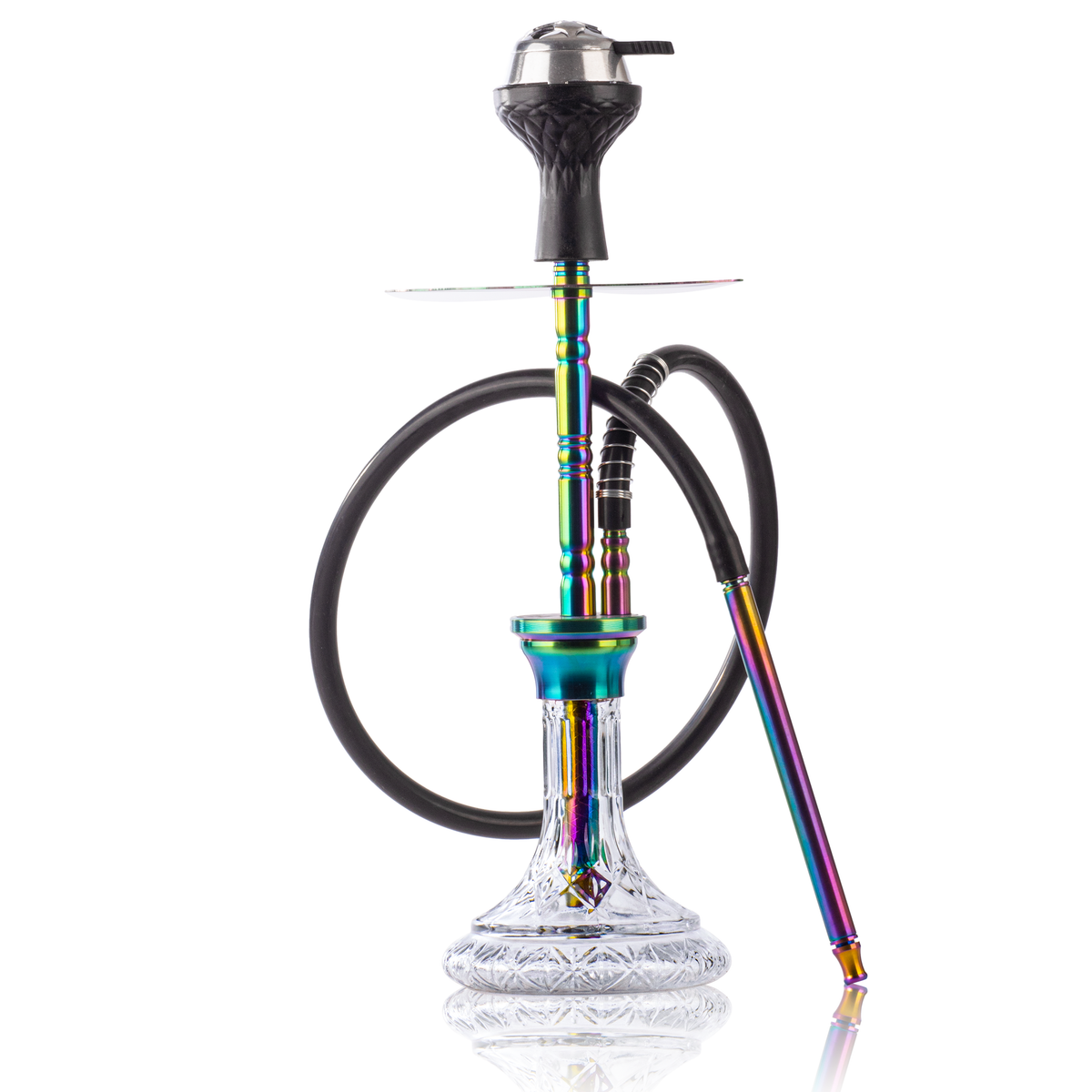 COCOYAYA Boro Bora Hookah with Bag - Rainbow Stem & Transparent Base