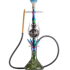 COCOYAYA Caesar 4 Pipe Hookah - Rainbow Stem & Green Base