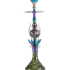 COCOYAYA Caesar 4 Pipe Hookah - Rainbow Stem & Green Base