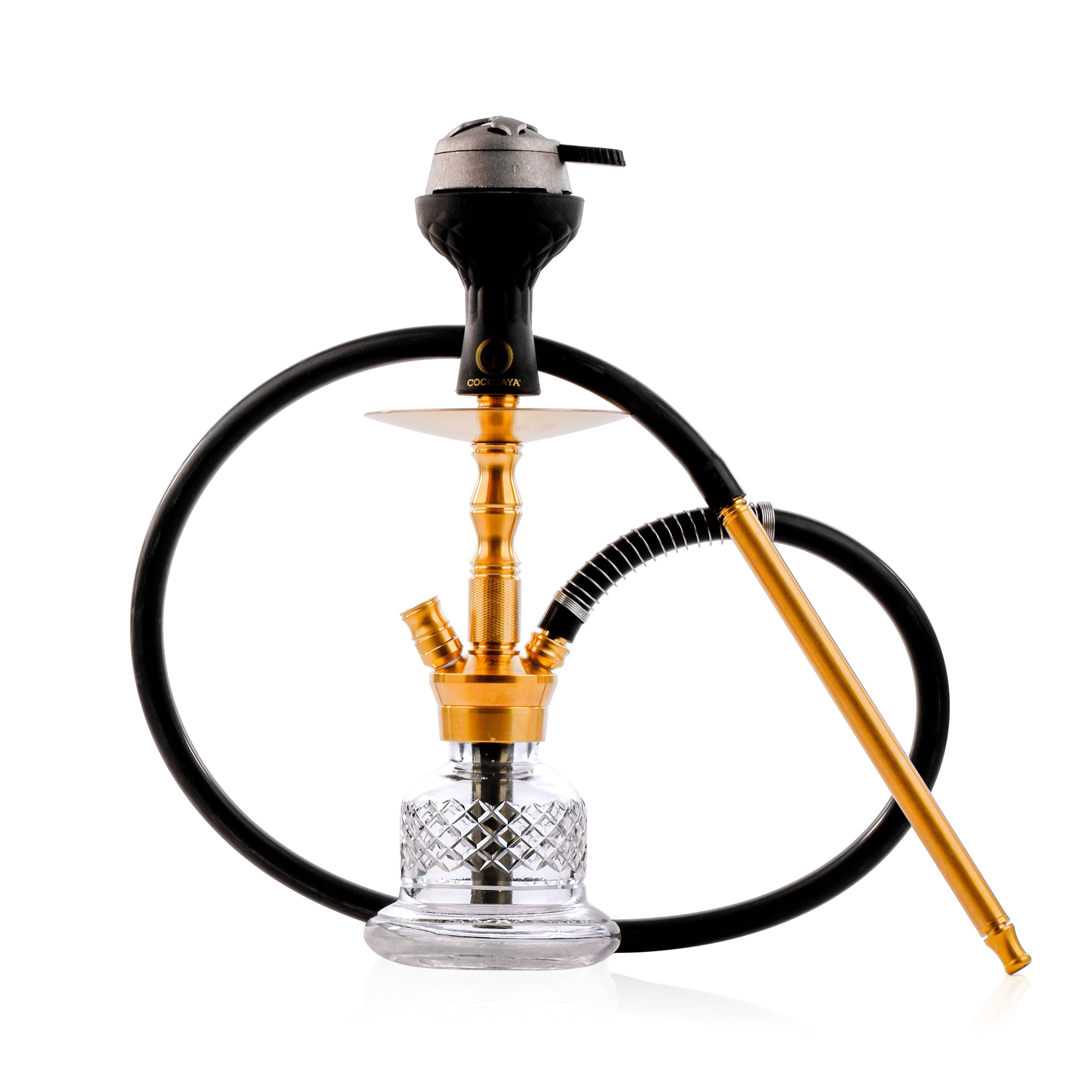 COCOYAYA Coco Mini Hookah with Camel Bag - Gold Stem & Transparent Base