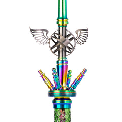 COCOYAYA Amara 4 Pipe Hookah - Rainbow Stem & Green Base