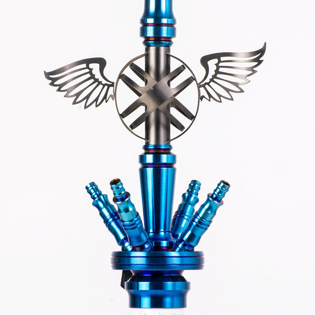 COCOYAYA Amara 4 Pipe Hookah - Rainbow Stem & White Base