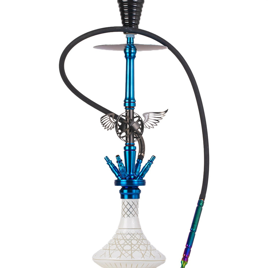 COCOYAYA Amara 4 Pipe Hookah - Rainbow Stem & White Base