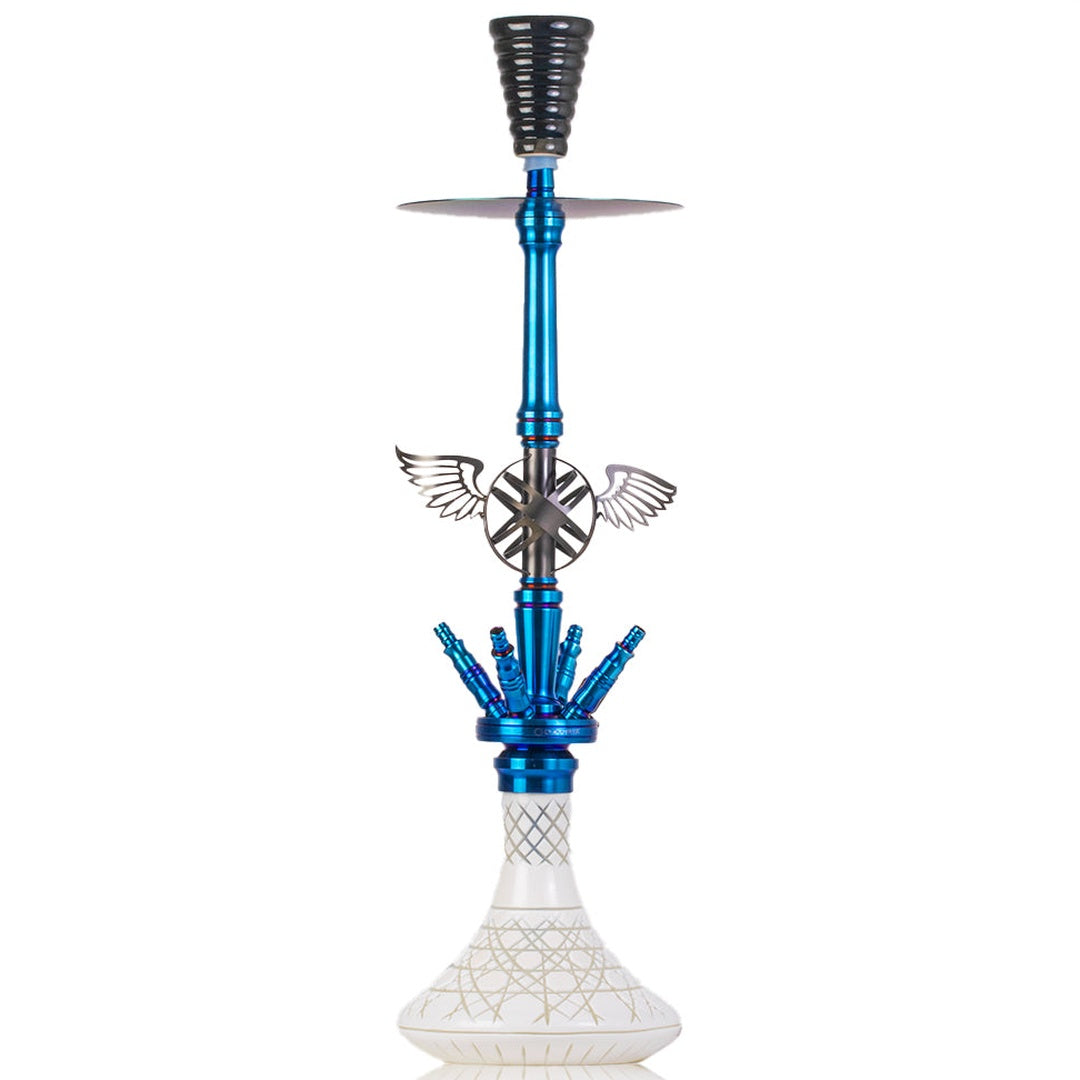 COCOYAYA Amara 4 Pipe Hookah - Rainbow Stem & White Base