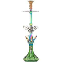 COCOYAYA Amara 4 Pipe Hookah - Rainbow Stem & Green Base