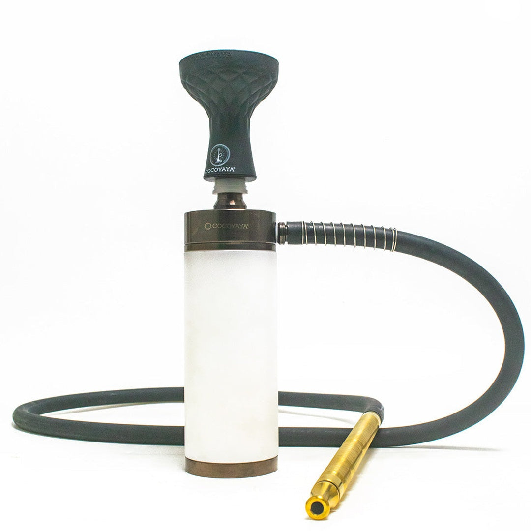 COCOYAYA Car-O-Bar Hookah with Bag - Bronze Stem (White Base)