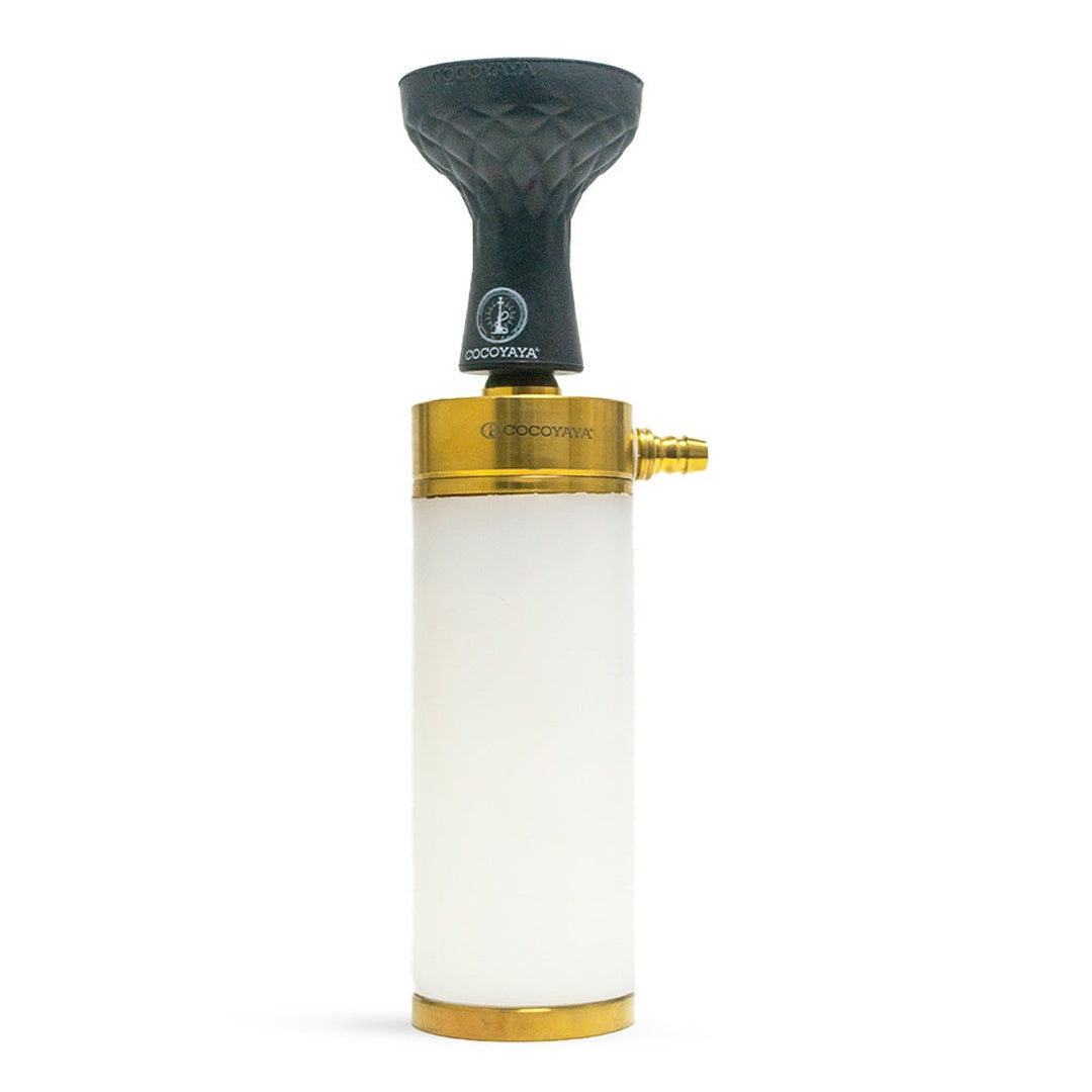 COCOYAYA Car-O-Bar Hookah with Bag - Gold Stem (White Base)