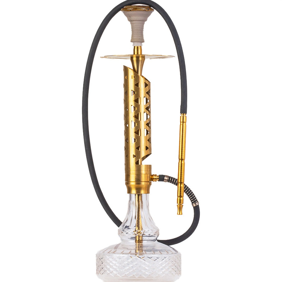 COCOYAYA Crucio Hookah (Ferro Series) - Gold Stem & Transparent Base