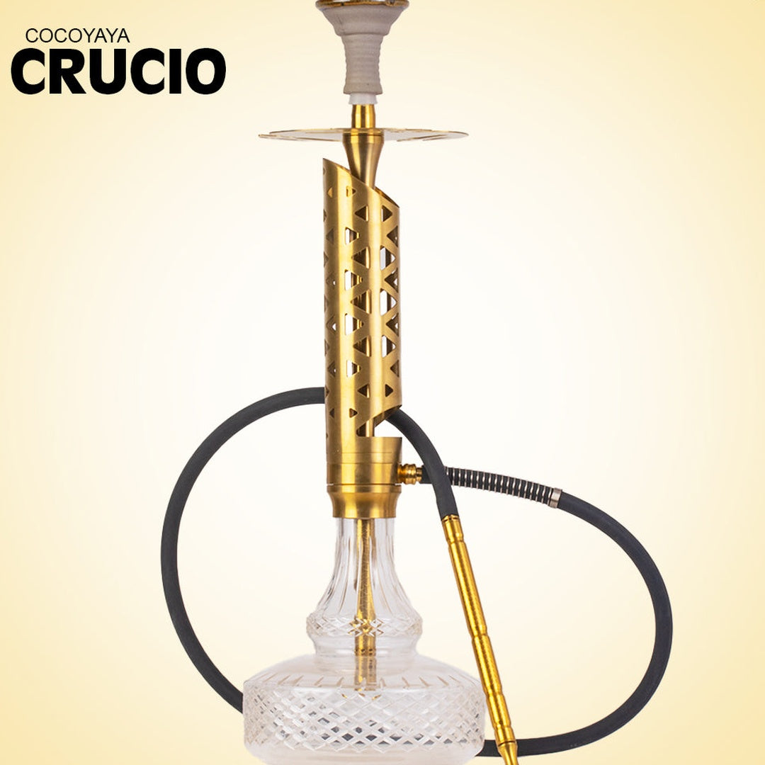 COCOYAYA Crucio Hookah (Ferro Series) - Gold Stem & Transparent Base