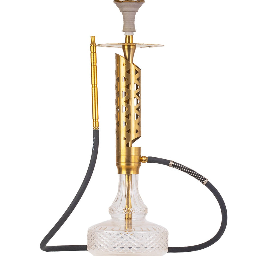 COCOYAYA Crucio Hookah (Ferro Series) - Gold Stem & Transparent Base