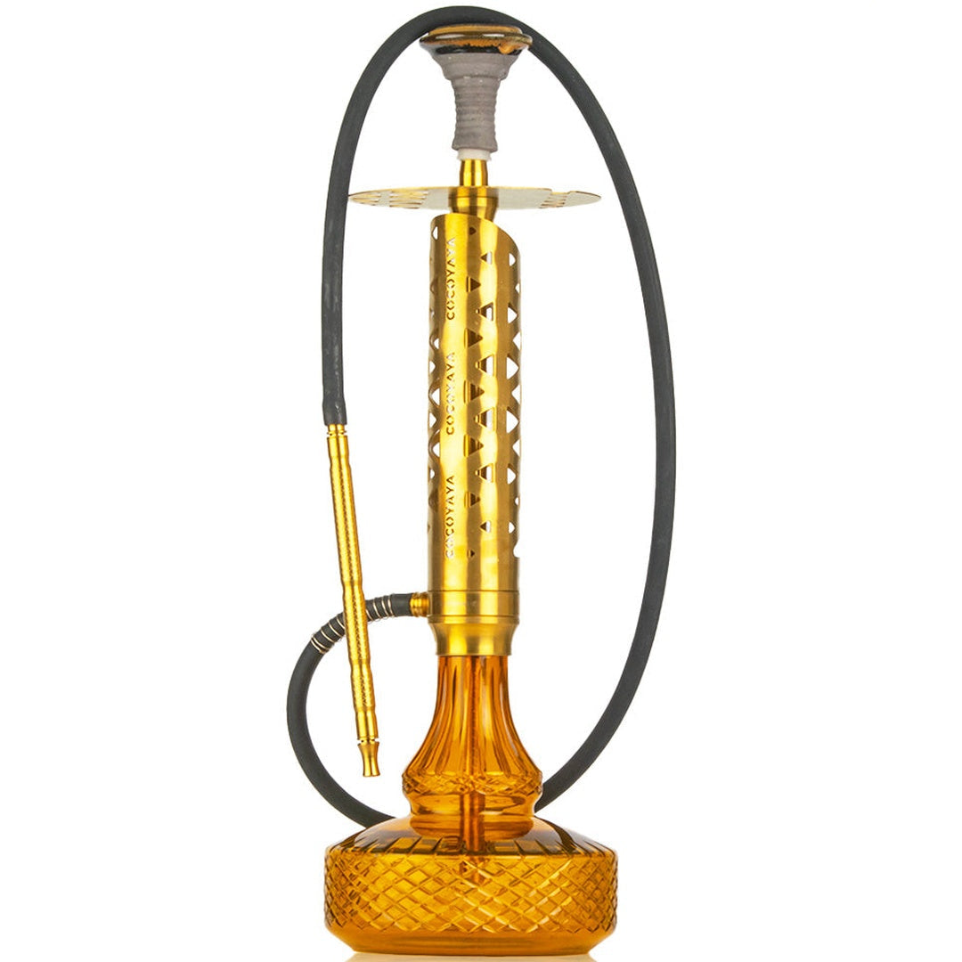 COCOYAYA Crucio Hookah (Ferro Series) - Gold Stem & Amber Base