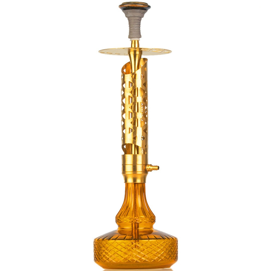 COCOYAYA Crucio Hookah (Ferro Series) - Gold Stem & Amber Base