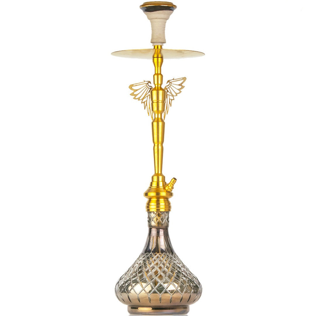 COCOYAYA Falcon Hookah (Angel Series) - Gold Stem & Cut Glass Base