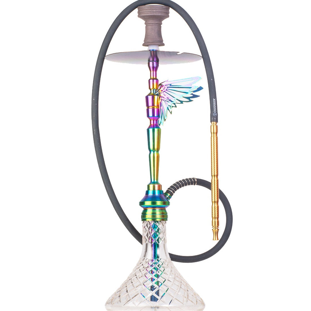 COCOYAYA Falcon Hookah (Angel Series) - Rainbow Stem & Gold Base