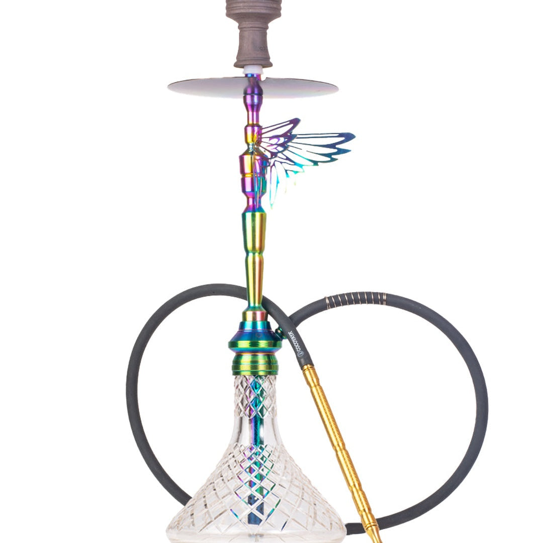 COCOYAYA Falcon Hookah (Angel Series) - Rainbow Stem & Gold Base