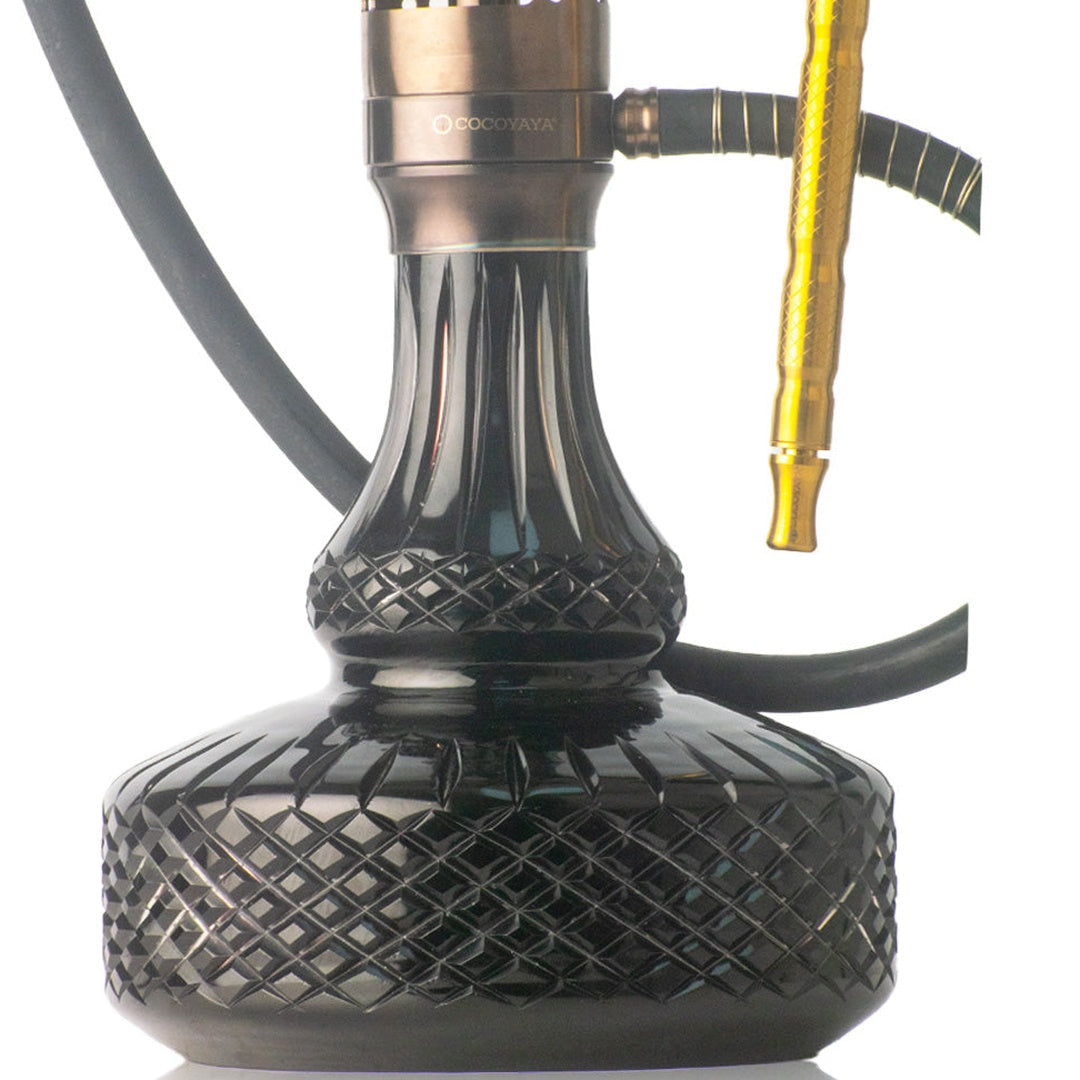 COCOYAYA Vivanta Hookah (Ferro Series) - Gold Stem & Crackle Glass Base