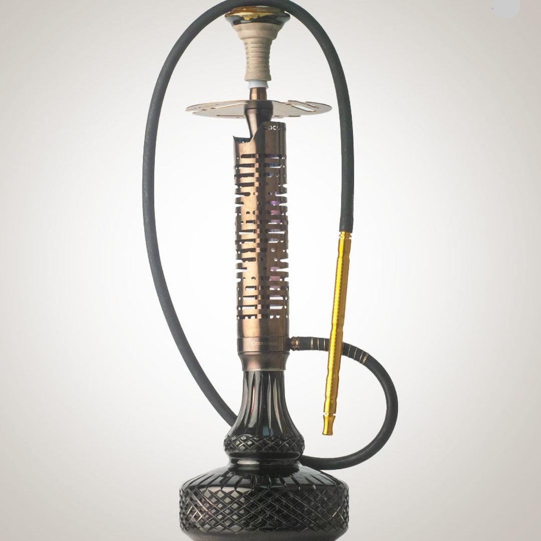 COCOYAYA Vivanta Hookah (Ferro Series) - Gold Stem & Crackle Glass Base
