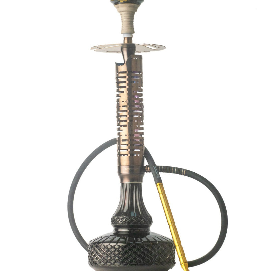 COCOYAYA Vivanta Hookah (Ferro Series) - Gold Stem & Crackle Glass Base